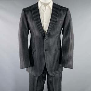 BELVEST Grey White Pinstripe Wool Linen Single Breasted Suit